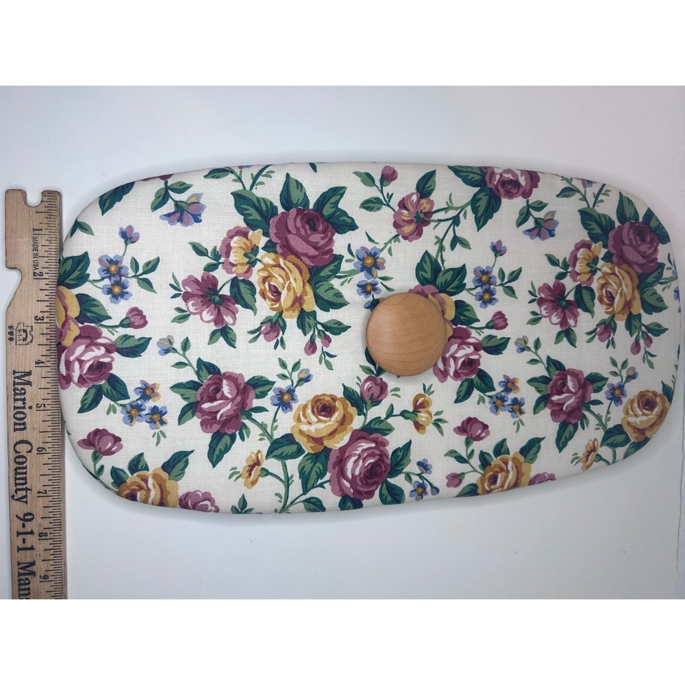 Longaberger 14.5" x 6.5" oblong Garden Splendor Bread Basket Wood covered lid
